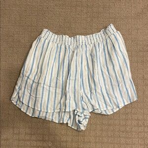 Aerie High Waist Blue and White Striped Shorts